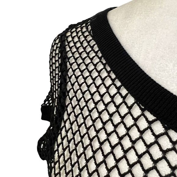 MOSCHINO NWT !! Iconic Open-Knit Short-Sleeve Mesh Top BOUTIQUE COLLECTION Black - Picture 11 of 11